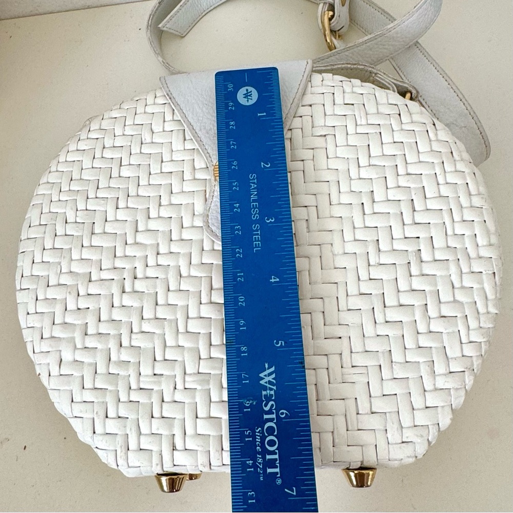 Vintage Nordstrom Made in Italy White Lacquered Wicker Hardcase Bag - Picture 6 of 16